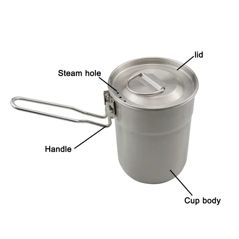 

Outdoor Camping Hiking Picnic Cookware - Foldable 1L Pot, Pan, Coffee Cups and Anti - Scalding Water Mugs