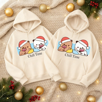 Chill Time Bubu Dudu Christmas Sweatshirt Funny Matching Couple Holiday Hoodies Men Women Casual Cute Cartoon Printed Streetwear