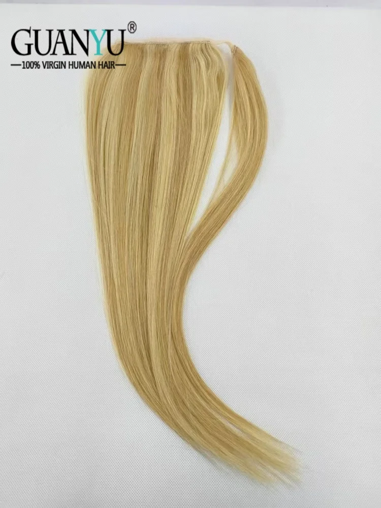 

P27/613 Цветные прямые человеческие волосы на шнурке, наращивание хвоста, обертывание вокруг пучков, бразильские волосы Remy, 150 г, 10-30 дюймов