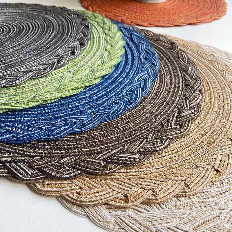 Round Woven Ramie Table Mat, Vinyl Individual Placemats for Table, Heat Insulation, Home Decoration - view 2