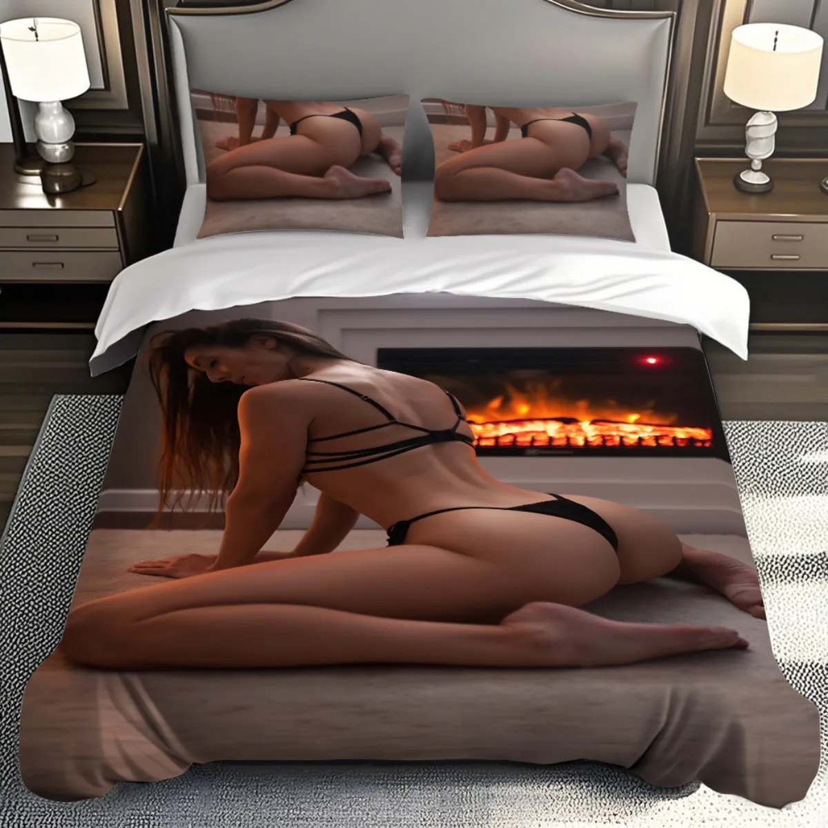 

Sexy Buttocks Pattern Quilt Cover Set Multicolor Printed Bedding Set Soft and Comfortable Suitable for Home Bedroom Guest Room