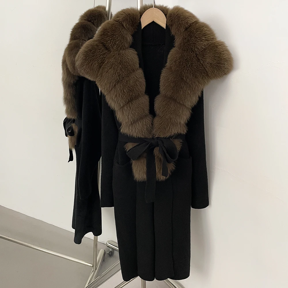 

Lace sweater Women Cardigan Real Fur Coat Sweater and Sweaters Female Clothing Women's Oversize Sweater Long Knitwear Women's