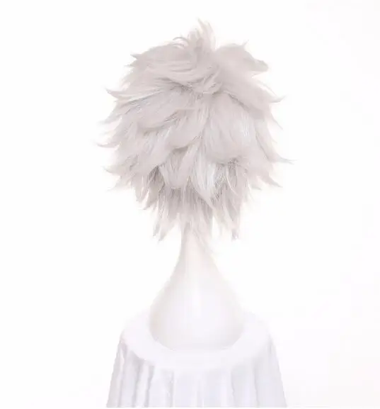 Short Silver White Layered Fluffy Synthetic Cosplay Hair Wigs Heat Resistance Fiber