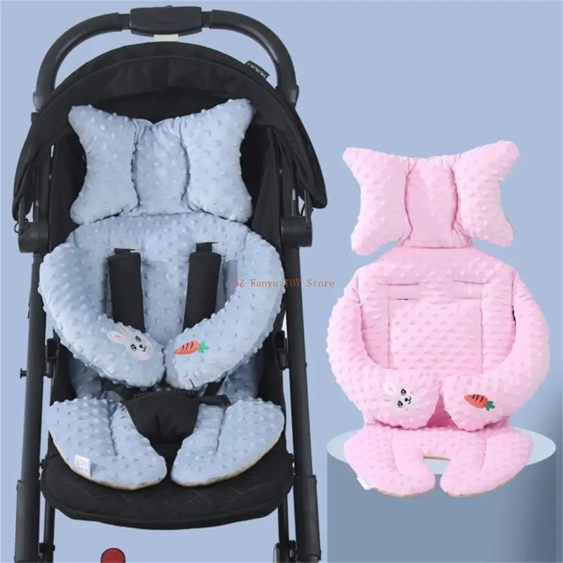 

96GC Baby Stroller Liner Car Body Support Cushion Anti Slip Baby Pad Baby Pram Cushion Embroidery Cushion