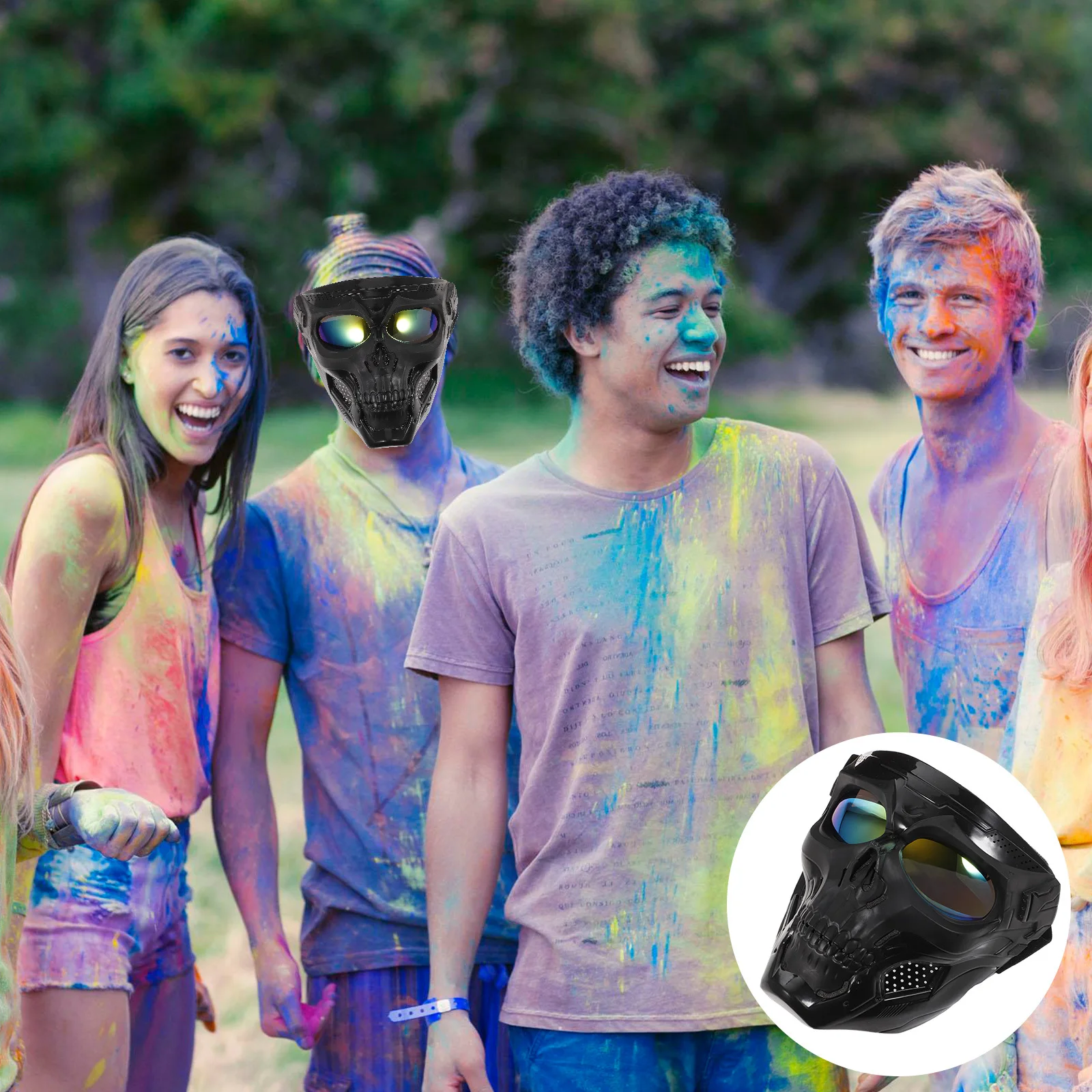 

Skull Motorcycle Goggles Anti Uv Impact Resistant Riding Mask Adjustable Skull Glasses Protective Riding Gear Outdoor and