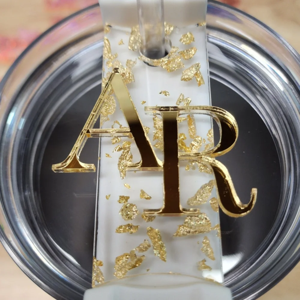 Customized chocolate golden water bottle cup label | Golden glittering letters | Name decoration | Brown mirror - view 2