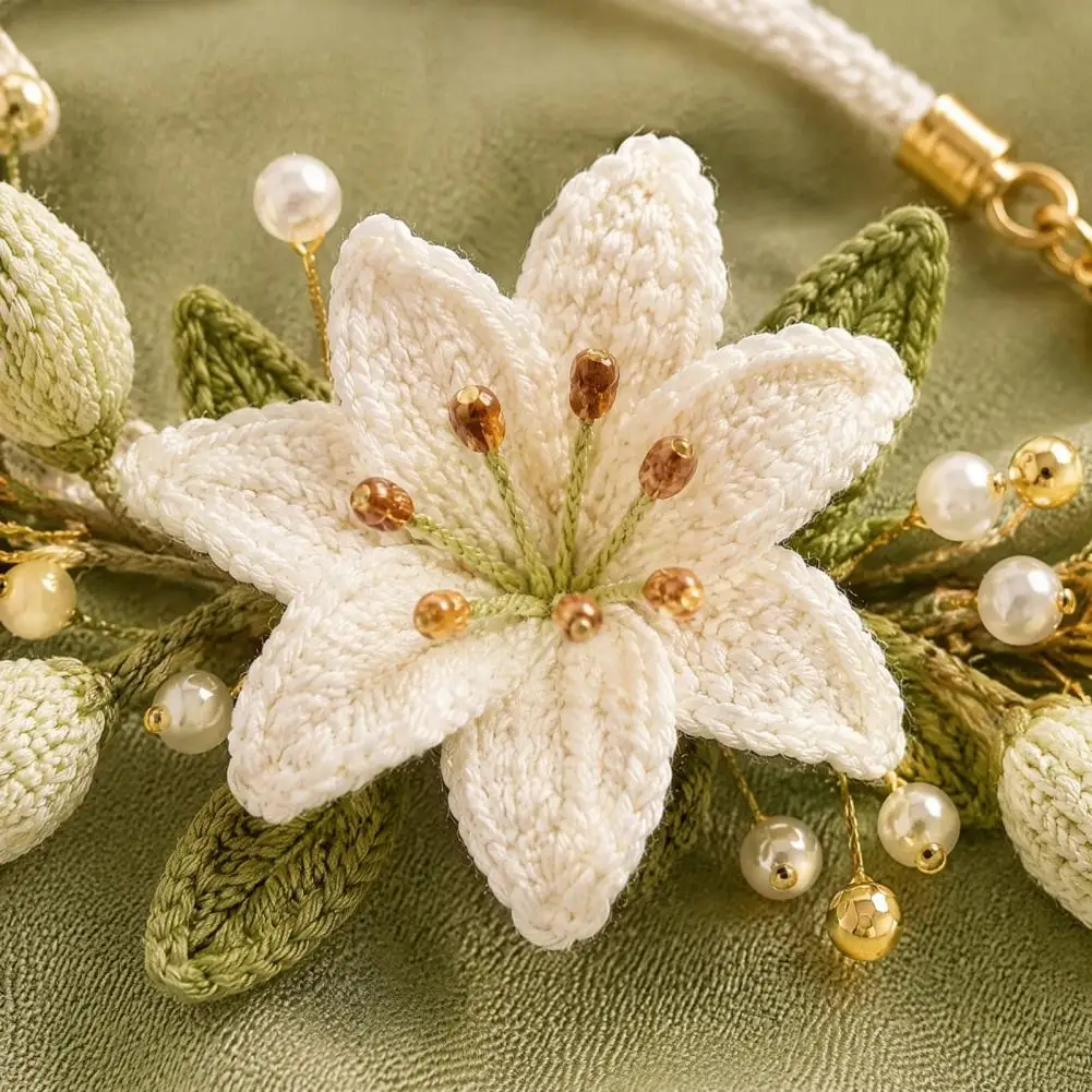 DIY Crochet Bracelet Kit, Flower Bracelet Craft Set, Crochet Floral Bracelet Making Kit for Beginners, Handmade Gift