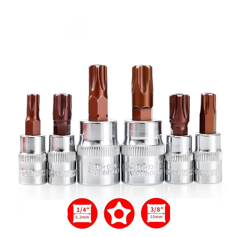 Conjunto Point Torx Chave de Fenda Bit ou Polegada Unidade Soquete Ferramentas Pentalobe Ts10 Ts15 Ts20 Ts25 Ts27 Ts30 Ts40 Ts45 Ts50 Peças