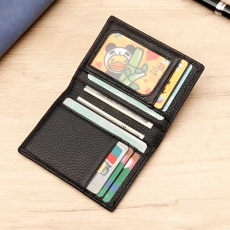 Slim Genuine Leather Wallet Men RFID Credit Card Holder Wallets Mini Purse Thin Small Bank Card Holders Portable Men's Wallet