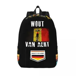 Wout Van Aert Backpack for Men Women Teenage High School Business Daypack Belgian Cyclist Racer Laptop Shoulder Bag Durable