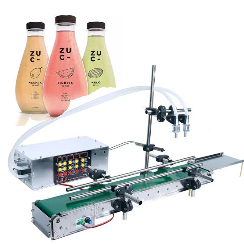 Small Scale Glass Bottle Vial Beverage Juice Perfume Essential Oil Liquid Filling Machine With Conveyor