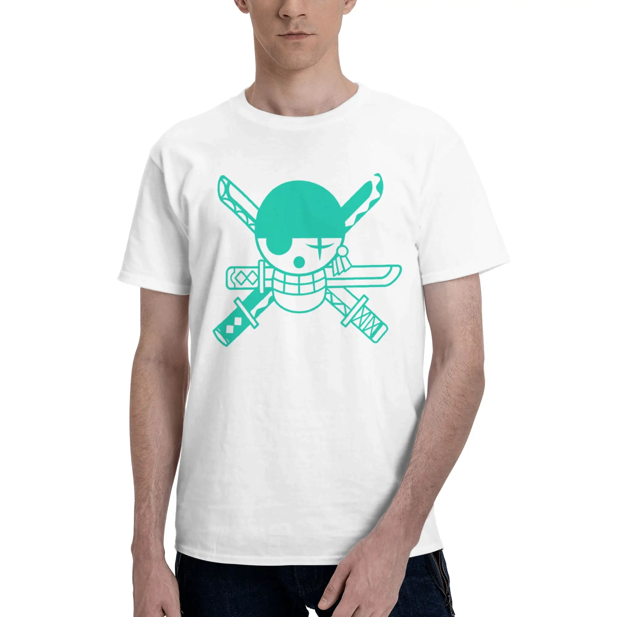 Roronoa Zoro One Piece Jolly  Men T Shirt One Piece Casual Tees Short Sleeve Crewneck 100% Cotton Graphic Printed Tops T-Shirt