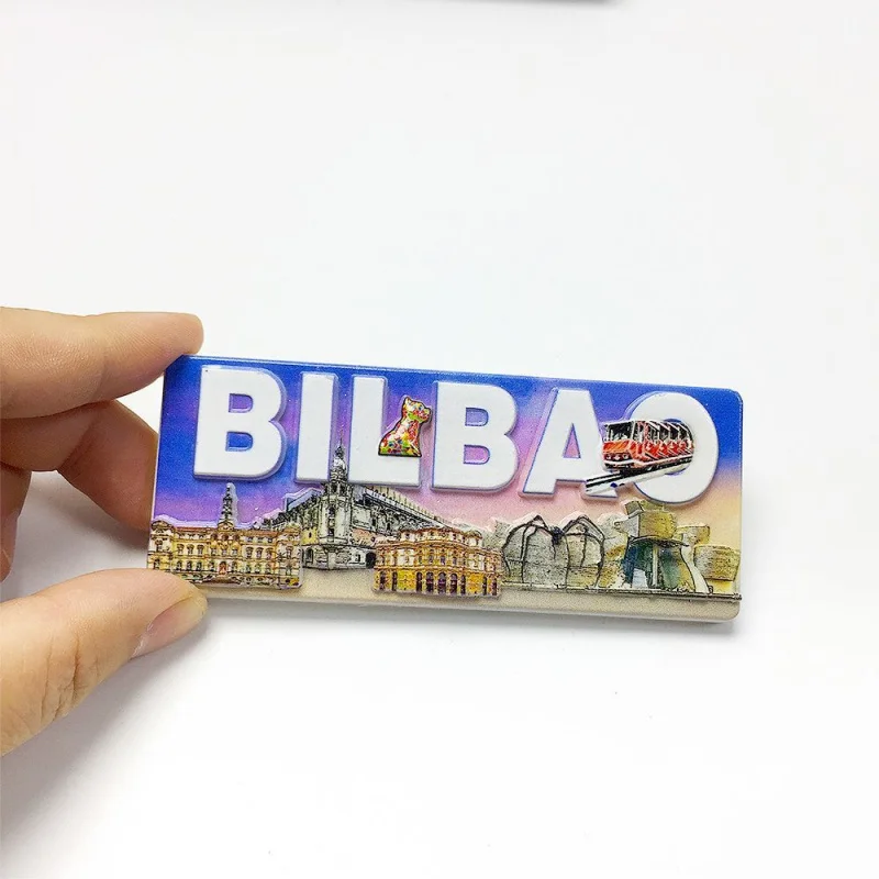 

Bilbao, Spain City Style Cultural and Creative Magnetic Fridge Magnets Travel Home Souvenir Decorations