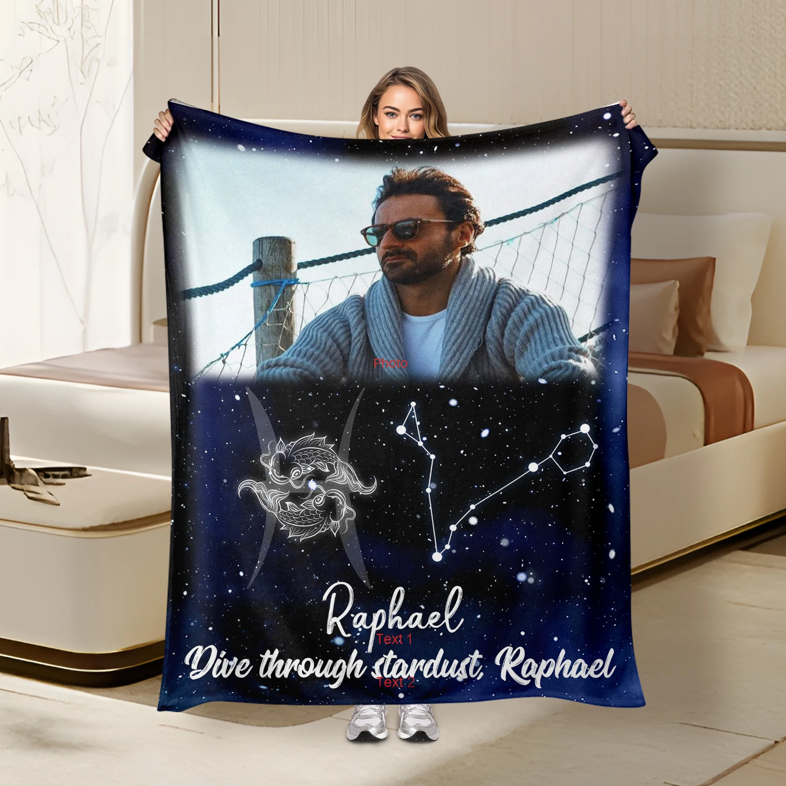 Custom Pisces Zodiac Sign Blanket With Starry Sky Design For Unique Gifts And Celestial Home Decor