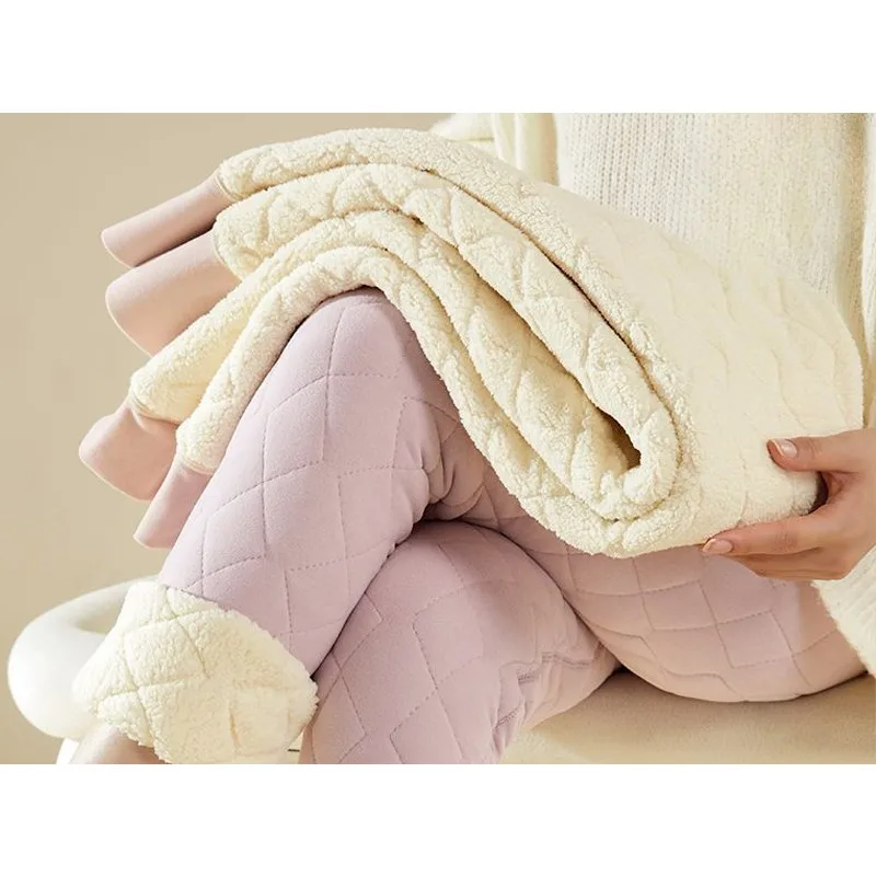 

Thickened Lamb Velvet Lined High Waist Warm Pants Women's Inner Wear Trousers for Autumn And Winter TT290