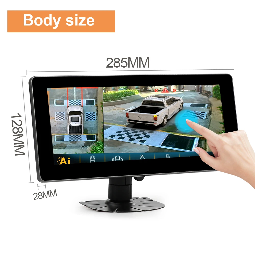 Carsanbo 3D 360 Degree Bird View Panoramic System 4CH Car Parking Around View Cameras with 10.25 inch Touch Screen Monitor DVR