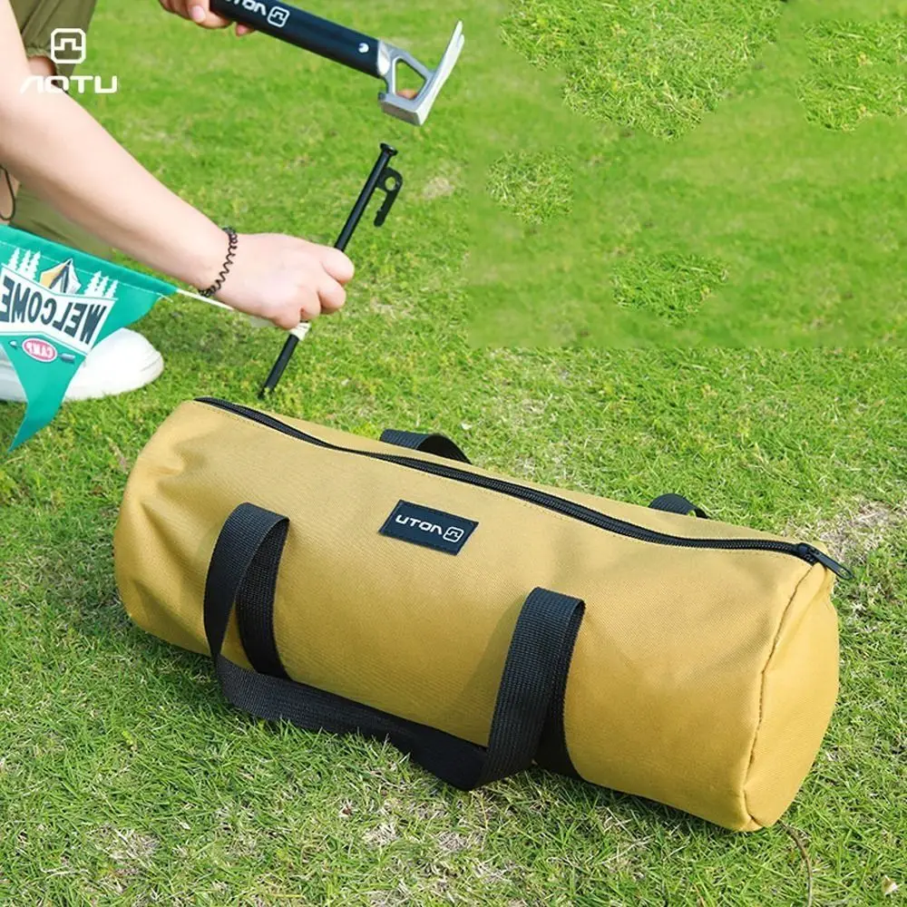 Double Layer Tent Storage Bag Tear Resistant Handle Design Tent Pegs Organizer Large Internal Space Simple Style Tent Pole Bag