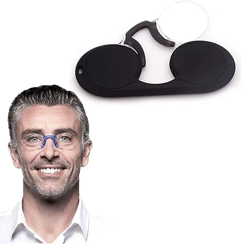 Portable Mini Nose Clip Reading Glasses Armless Women's And Men's Nose Pinch Reading Glasses Arm