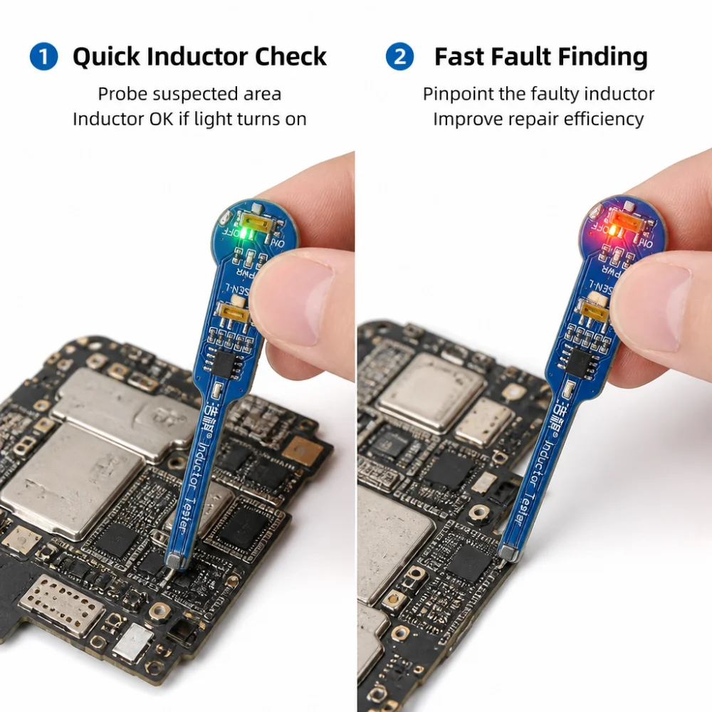 Blue Color Motherboard Coil Tester Inductor Detector for Mobile Phone Repair Quick Fault Inductance Checking 3C Repair