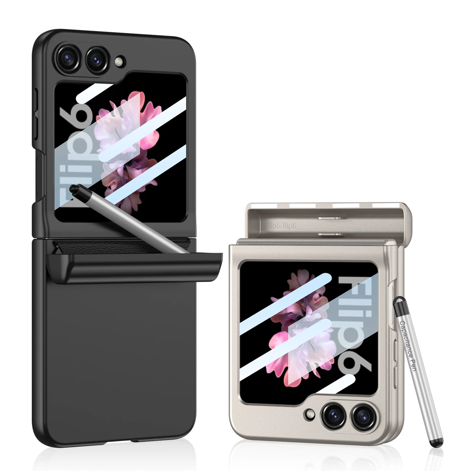 

Magnetic Hinge Pen Holder Case For Samsung Galaxy Z Flip 6 Outer Screen Protector Plastic Matte Cover For Galaxy Z Flip 6 Case