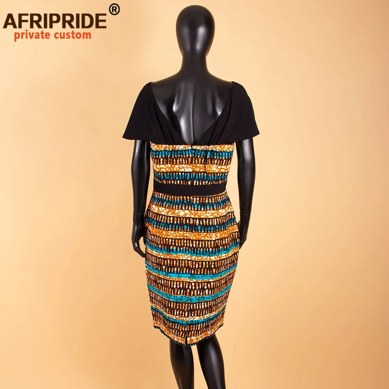 African Wax Summer Bodycon Dresses for Women AFRIPRIDE Tailor Made Adjustable Sleeves Knee Length Women Party Dress A1925006