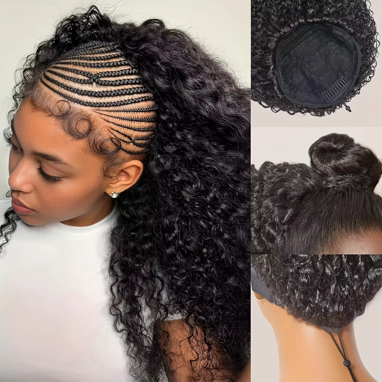 200 Density Burmese Curly Half Wig 3 In 1 Seamless Flip Over Design Glueless Human Hair Wig Spiral Ends With Drawstring Half Wig
