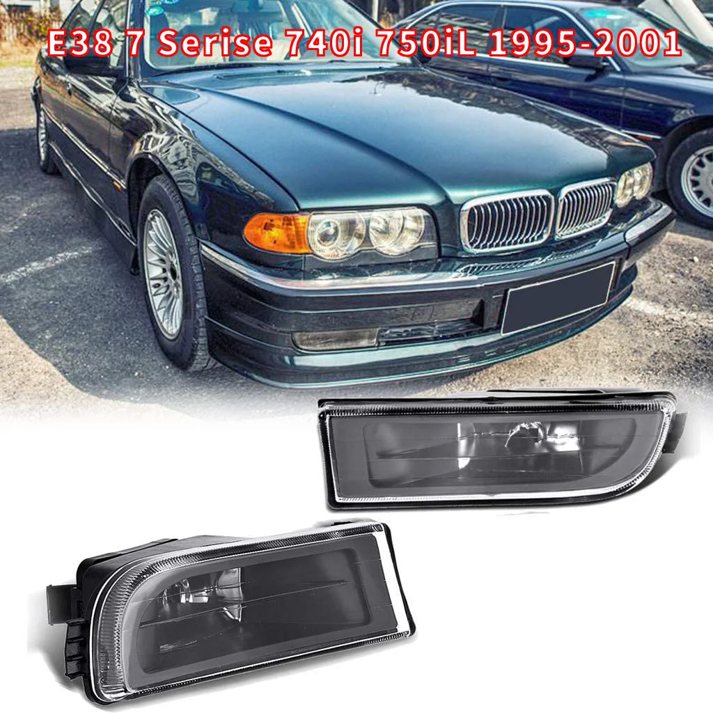 1 Pair Clear Lens Fog Front Bumper Light Lamp For-BMW E38 7 Series 740I 750IL 1995-2001