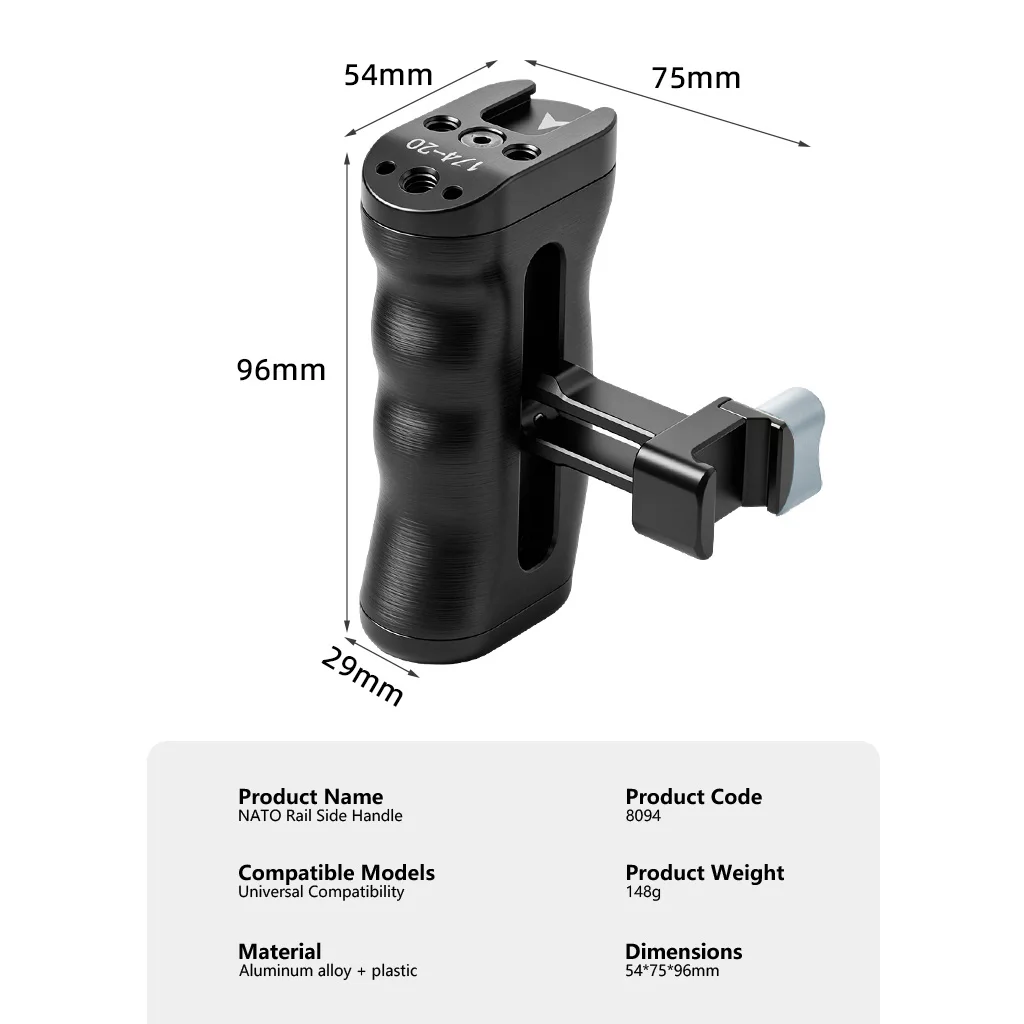 NATO-Schiene / 1/4-Zoll-Schraubseitengriff Ronin Gimbal DSLR Kamerakäfig Schnellklemmhalterung Monitorhalterung für Sony Canon Nikon – Detail 12