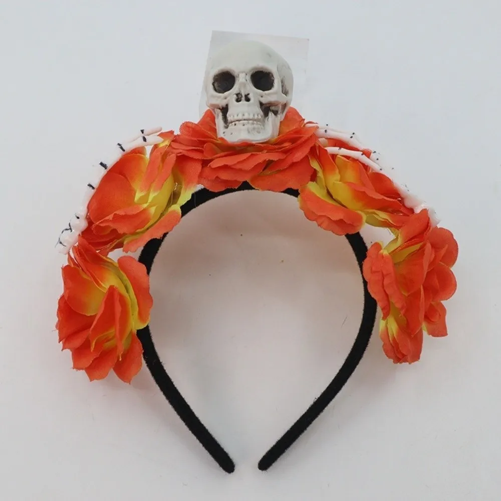 مبالغ فيها الجمجمة رئيس عقال هالوين ديكور ملون هالوين الشعر هوب محاكاة زهرة مضحك القوطية زهرة هيرباند