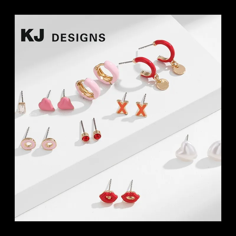 

Valentine's Day Party Female Original Design Fashion Amazon English Dripping Love Peach Stud Earrings