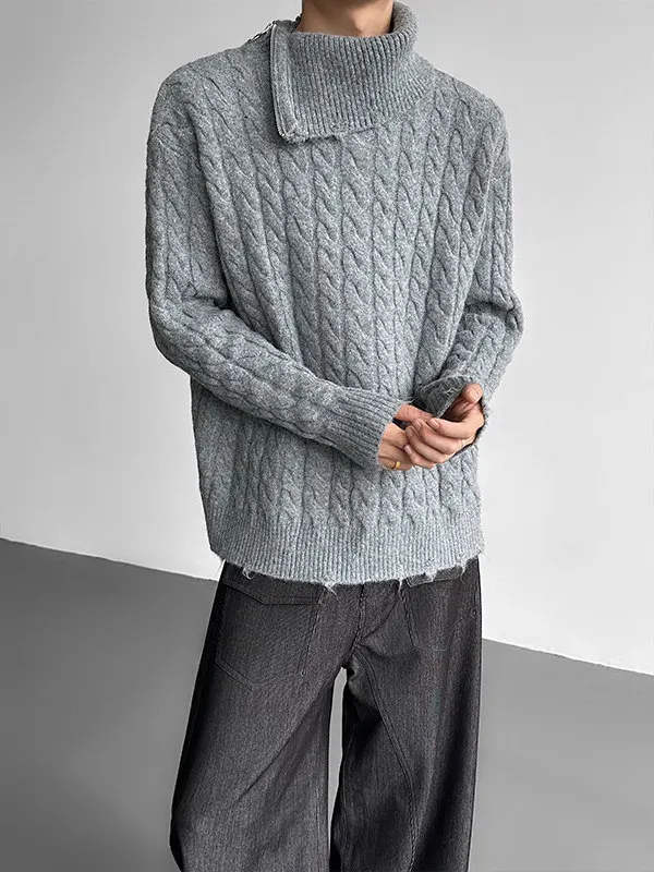 

Мужской свитер Old Money на молнии, трикотажный, текстурированный, свободного кроя, с высоким воротником, теплый, для осени и зимы