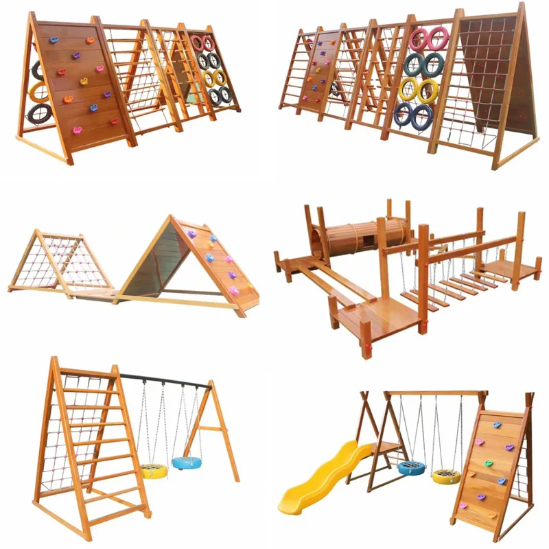

Children's Outdoor Community Climbing Frame Outdoor Large Wooden Slide Climbing Net Kindergarten Wooden Climbing Frame