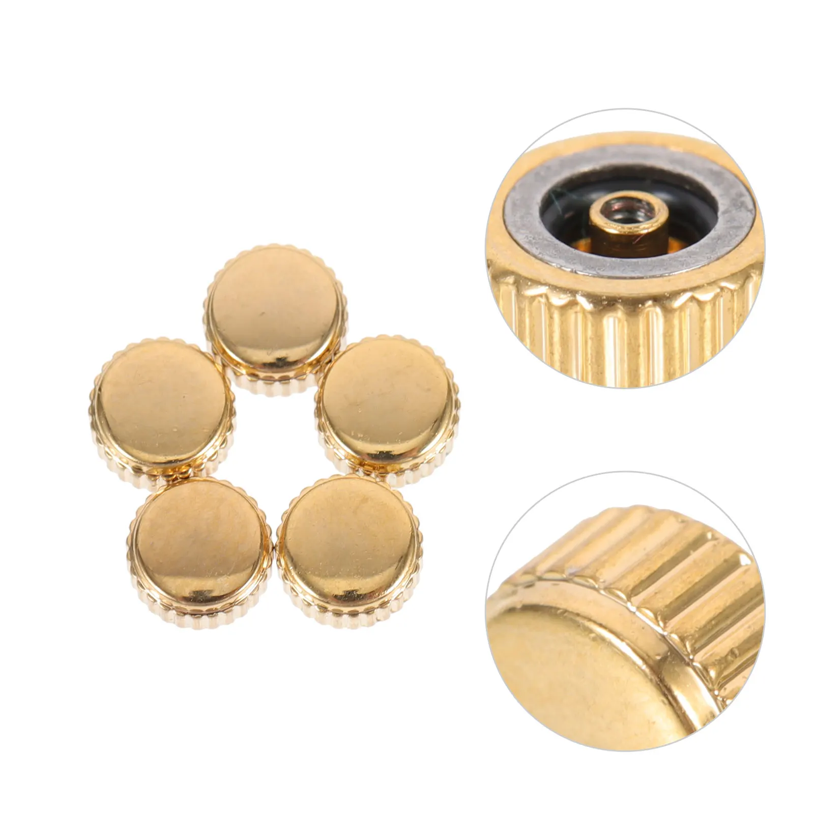 

5pcs Steel Watch Crowns Replacements Sturdy Durable Rustproof Repair Parts For Watch Accessories Tools Golden Color