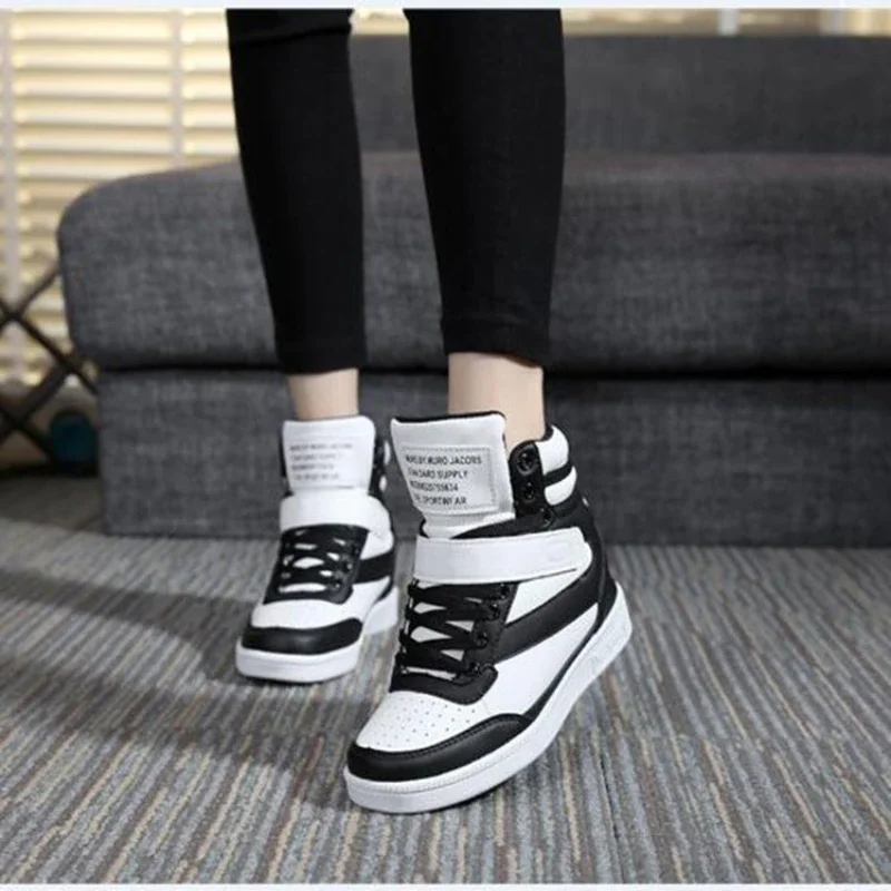 2023 Autumn Designer Wedges White Platform Sneakers Women Shoes Leather Black High Top Sneakers Hidden Increasing Basket Femme