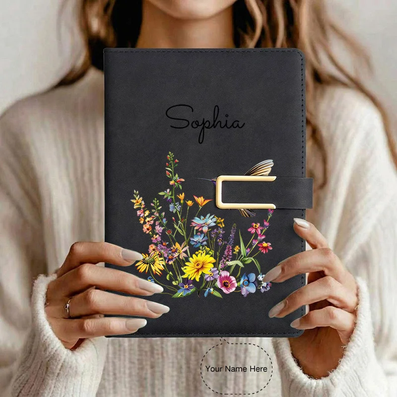 Custom Name A5 Notebook, Personalized Text Softcover 200 Pages Pen Loop and Bookmark, 2D Flat Effect-Customalized Birthday Gift
