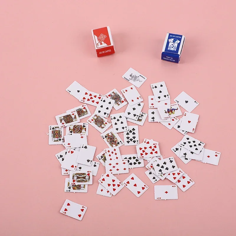 1Set Mini Poker Cards 1:12 Cute Miniature Playing Cards Games for Children Funny Doll Kids Toys Dollhouse Accessories Table Game