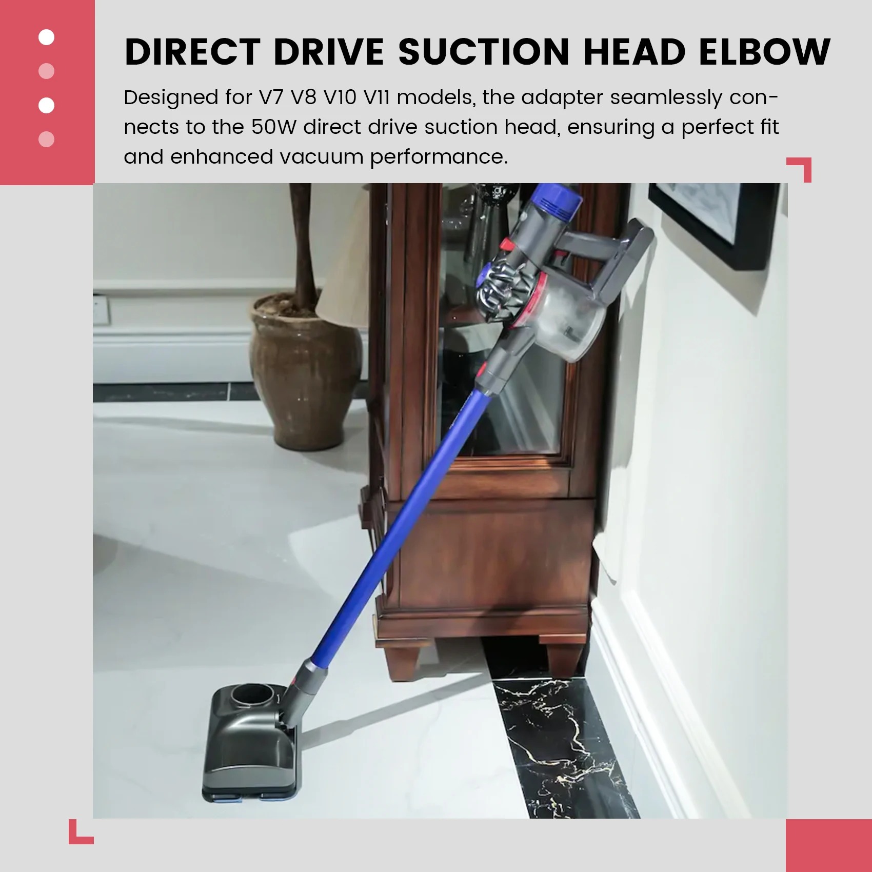 

Комплект адаптеров соединителя всасывающей головки с прямым приводом лучшего качества для пылесосов Dyson V7 V8 V10 V11 с шариковыми колесами по бокам