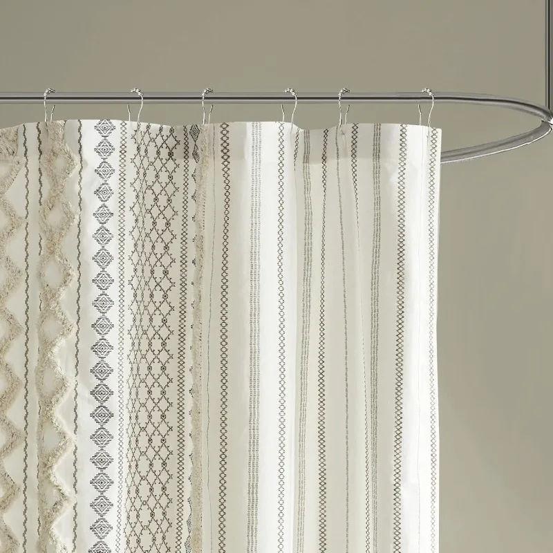 Imani Tufted Chenille 100% Cotton Shower Curtains Machine Washable, Modern Home Bathroom Décor Bathtub Privacy Screen