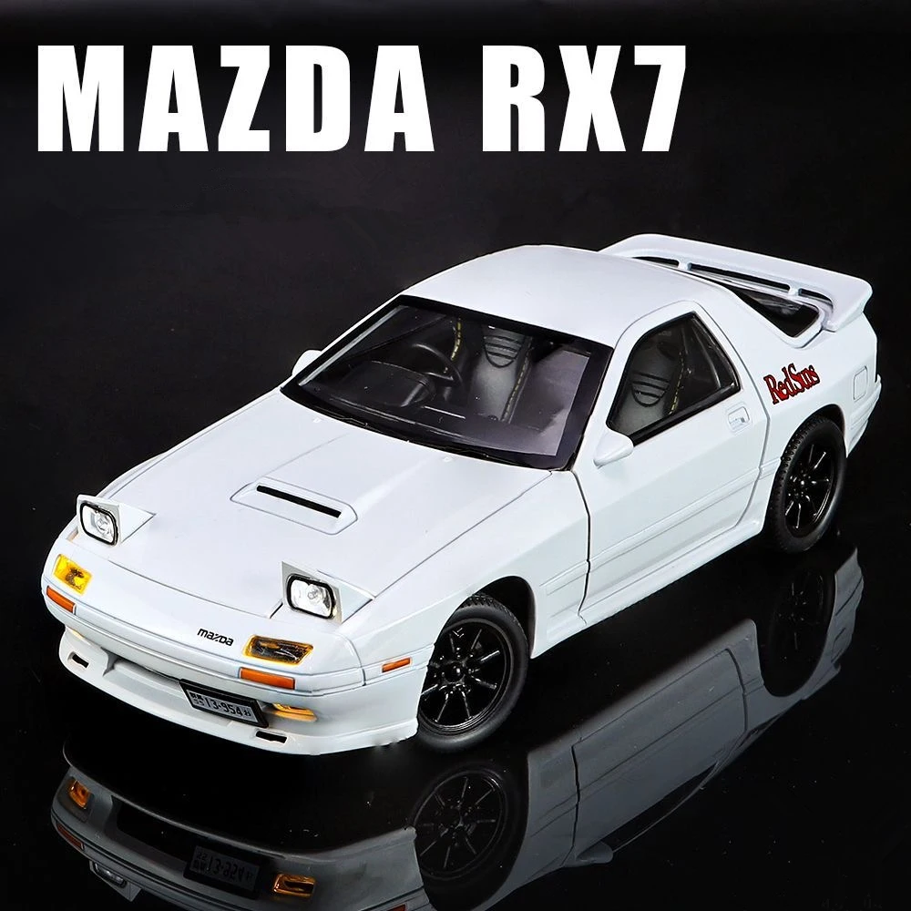 1:32 Mazda jas7 RX-7 David Initial D sourire voiture Alliage moulé sous pression Jouet Modèle De Voiture Son et Lumière Jouet pour Enfants Objets De