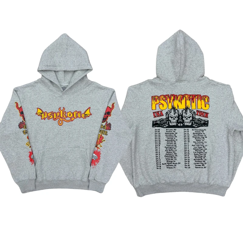 

Osamason Psykotic USA Tour Limited Edition Printed Hoodie Casual Cotton Polyester Men's Long Sve Sweatirt for Concert