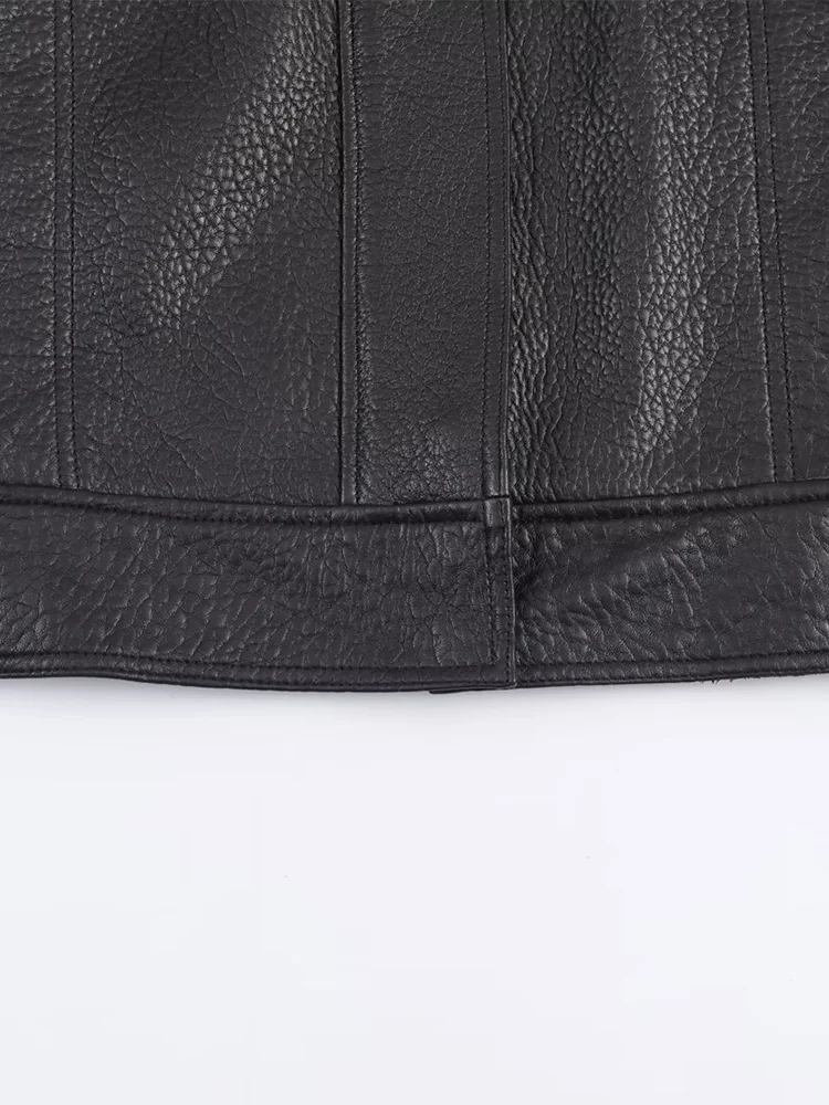 ヨーロッパとアメリカのスタイルの女性の秋の新しいバイクスタイルのファッショントレンドフェイクレザーパイロットジャケットコート