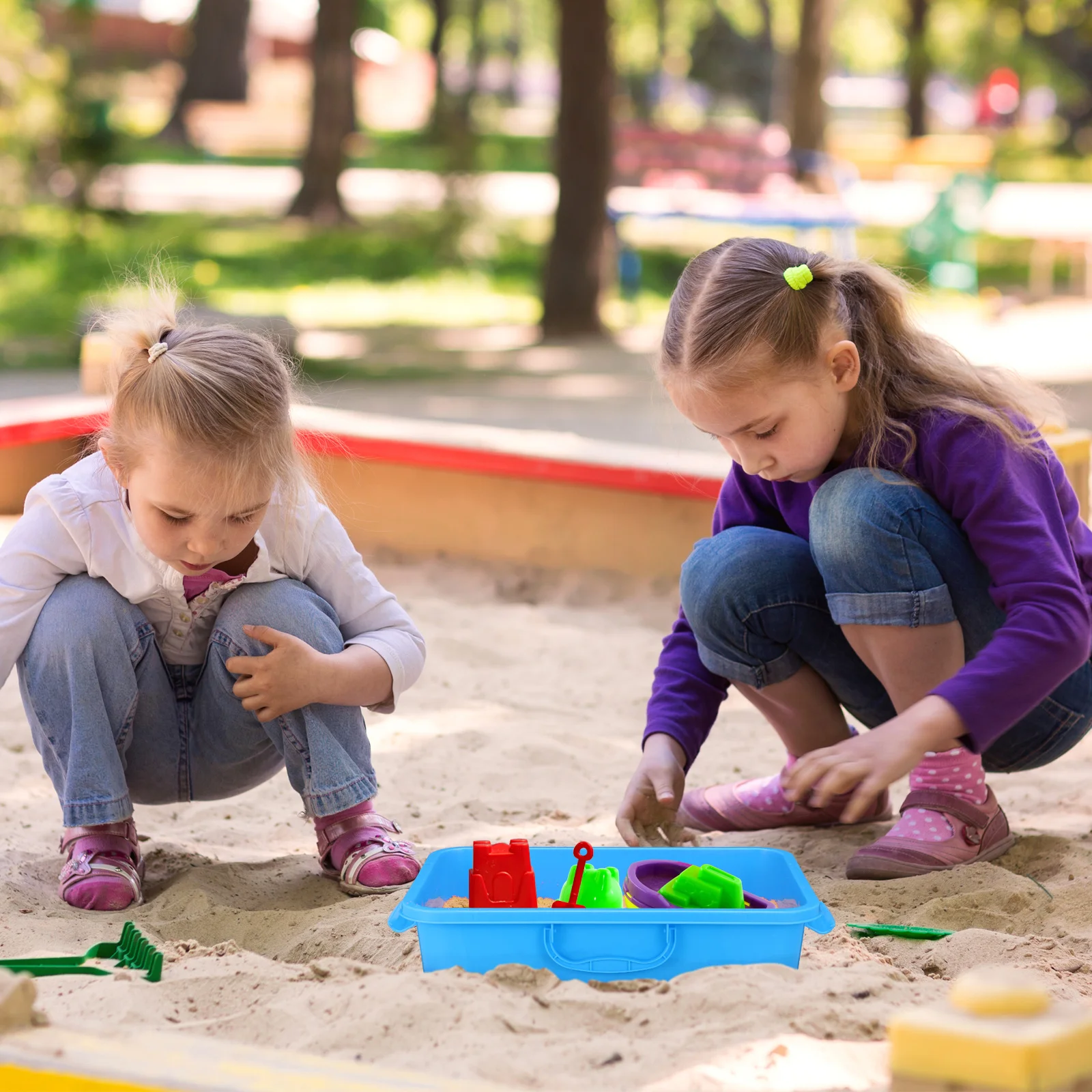 صينية رمل محمولة باليد مع صندوق تخزين، صينية رمل محمولة متعددة الوظائف من مادة ABS متينة #1