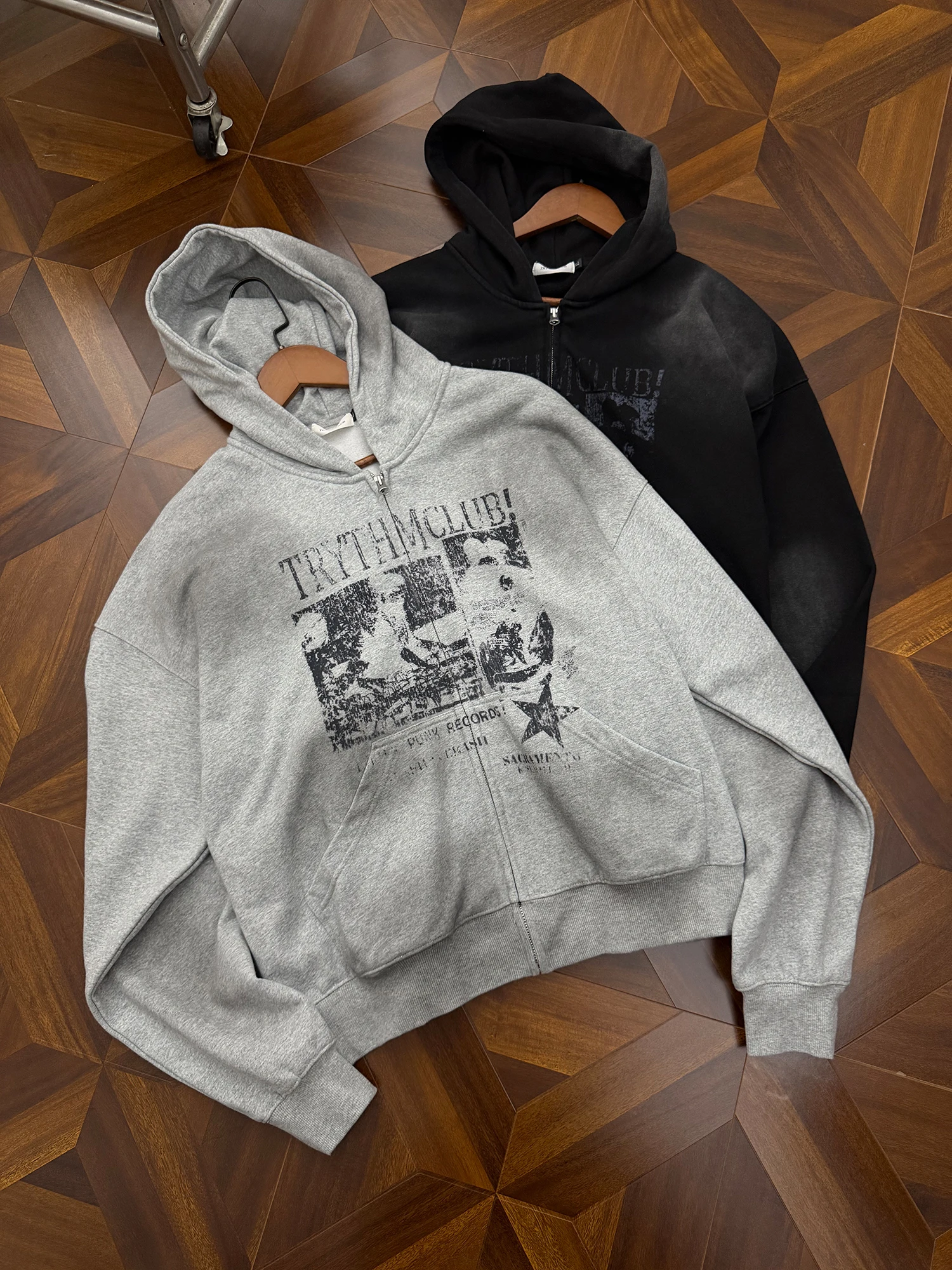 Cardigã Aberto com Capuz Estilo Americano Retrô Curpop para Homens, Moletom de Algodão Leve Lavado com Zíper, Jaqueta com Cap...