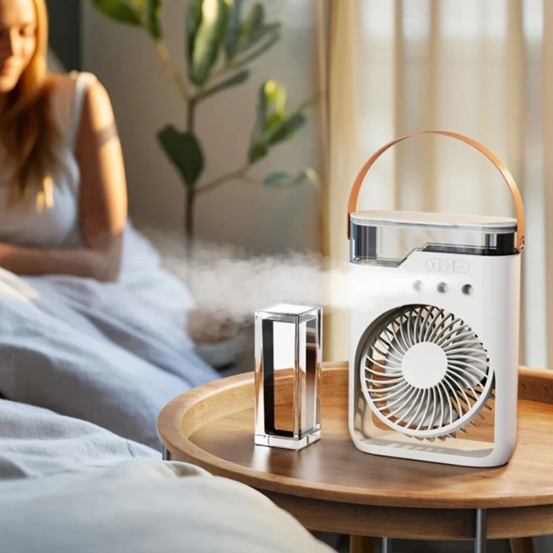 Chłodnica powietrza z olejkami eterycznymi na kemping Przenośny wentylator zamgławiający na zewnątrz z wymiennymi podkładkami zapachowymi, kompaktowy system chłodzenia pulpitu