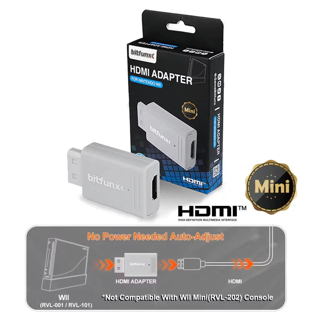 Wii 込み込み BitFunx Mini WII HDMI™ Adapter For Nintendo Wii NTSC/PAL Retro
