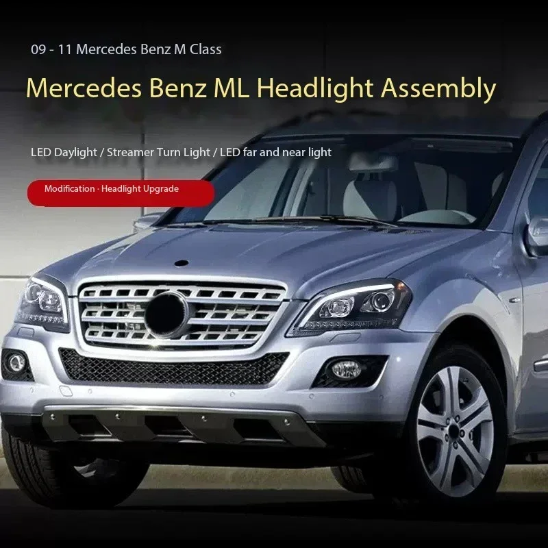 

Автомобильные фары для Benz M-Class W164, обновление 2009-2012, модифицированное для нового DRL, динамический указатель поворота, светодиодные фары, автоаксессуары