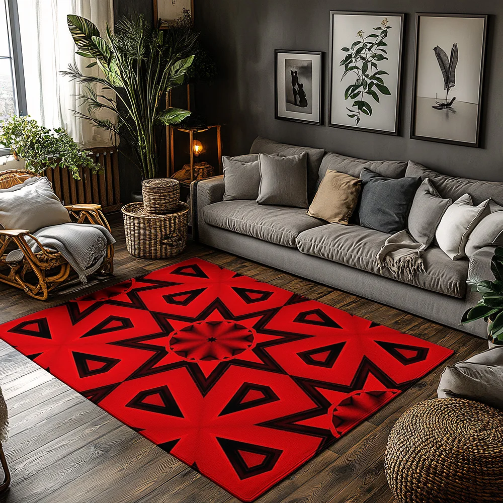 

Красный ковер с абстрактным узором, нескользящий коврик для дома и улицы, моющийся напольный коврик, домашний декор, современный художественный коврик, стильный прихожая
