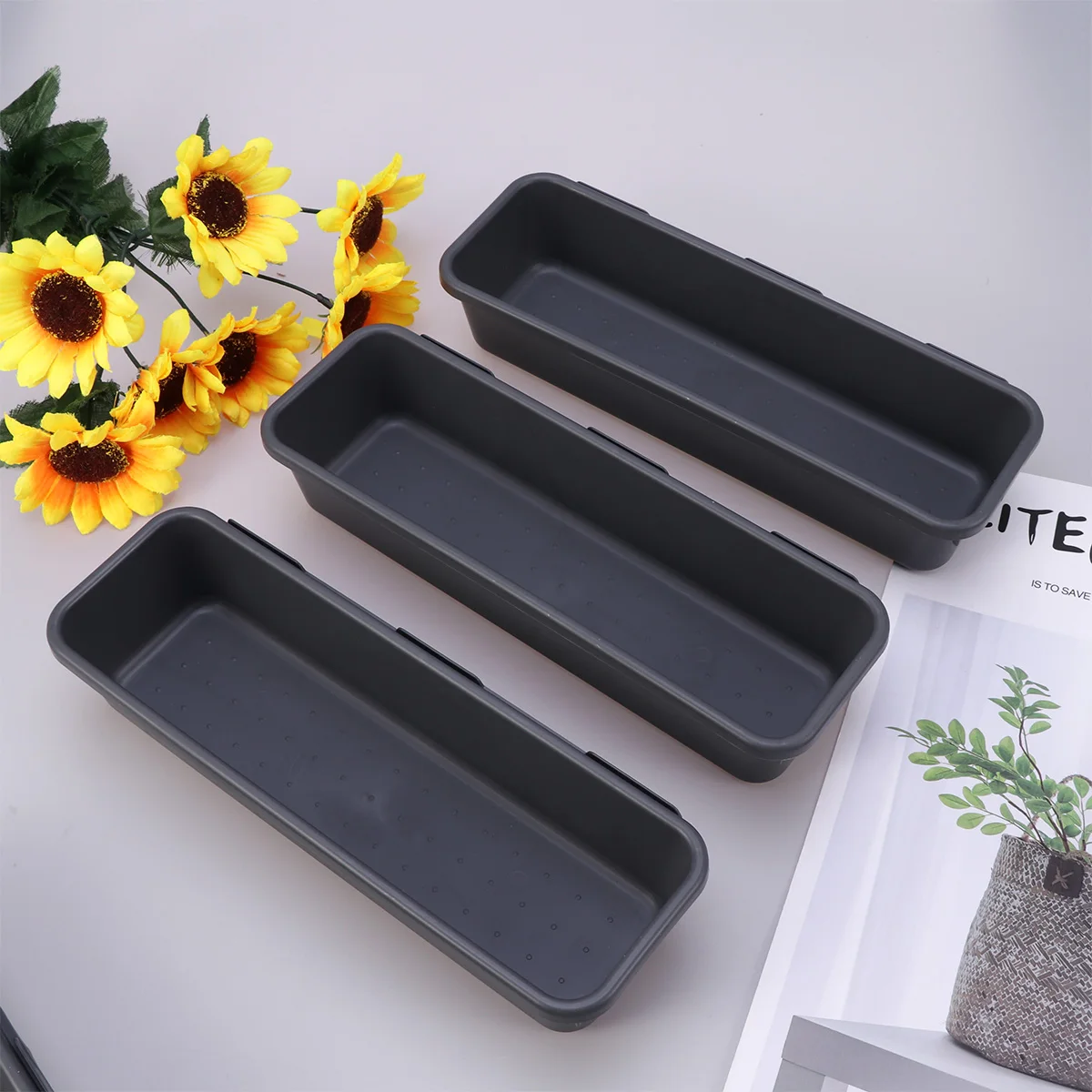 

Desktop Storage Box Drawer Space Arrangement Plastic Compartment Storage Box Tableware Household Items (Black)