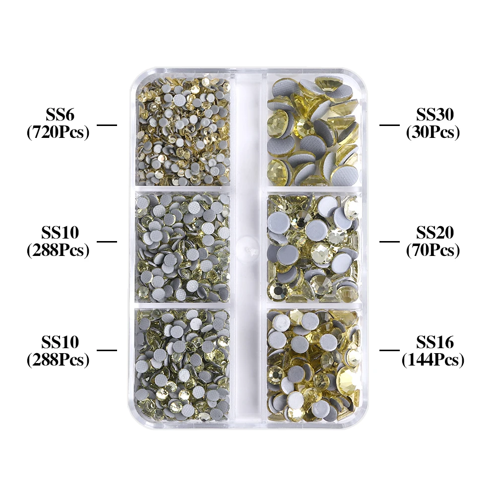 Hotsale 6 Boxed SS6-SS30 Crystal AB Mix Size Hotfix Rhinestones Flatback Crystal Strass for Nail Art DIY Accessaries