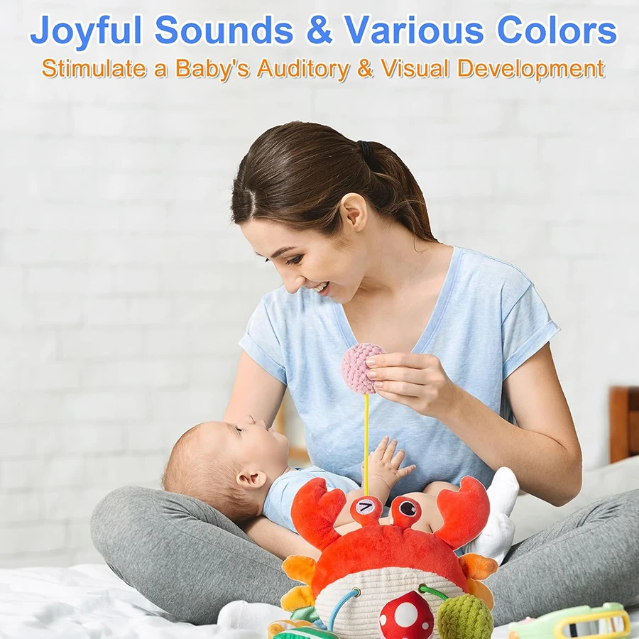 ของเล่นติดเบาะรถยนต์สำหรับเด็กทารก 0-6 เดือน, ของเล่นติดรถเข็นเด็กพร้อมคลิปหนีบใช้งานสะดวก, ของเล่นติดเบาะรถยนต์แบบแขวน มีเสียงดังเอี๊ยด มีกระจกสำหรับเด็กทารก